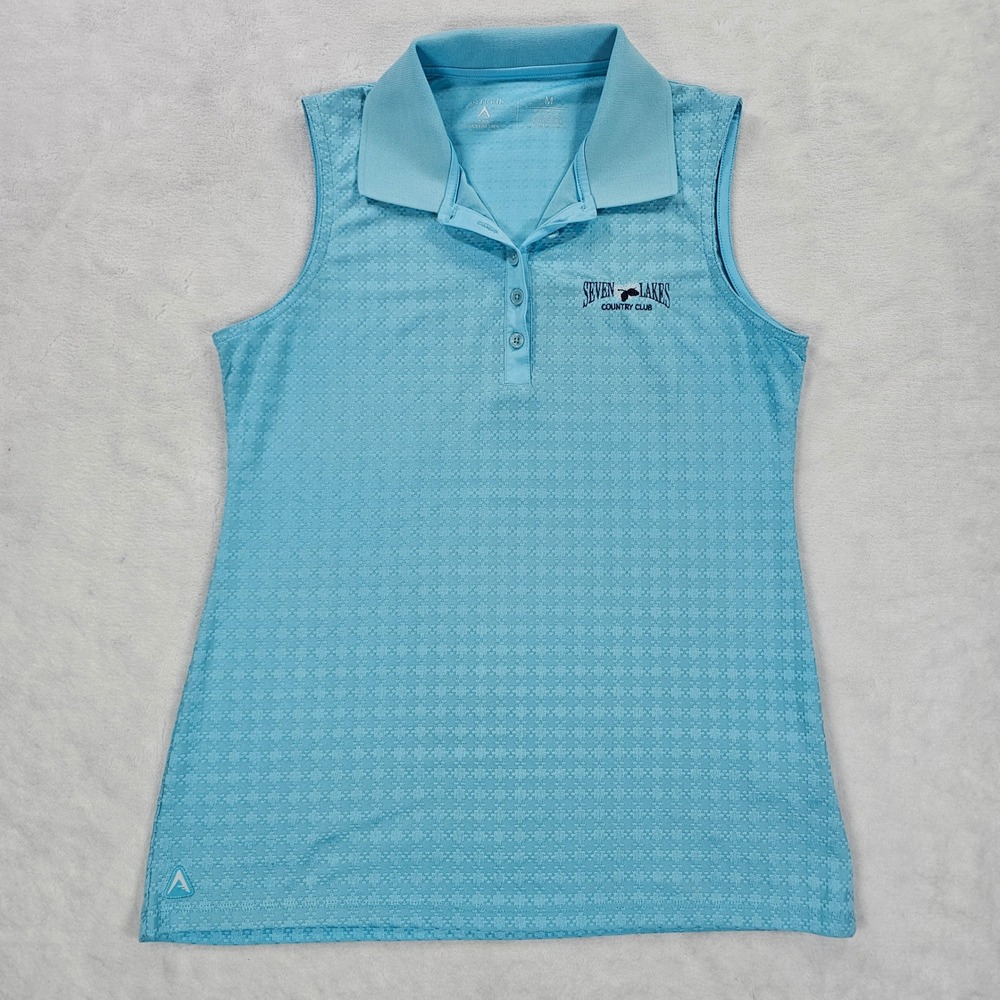 Antigua Womens Sleeveless Golf Polo Blue Seven Lakes Country Club Desert Dry M